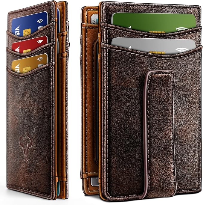 BULLIANT Magnetic Slim Leather Pocket Wallet Money Clip For Men 12Cards | RFID Blocking | Easy Access | Gift Boxed by BULLIANT