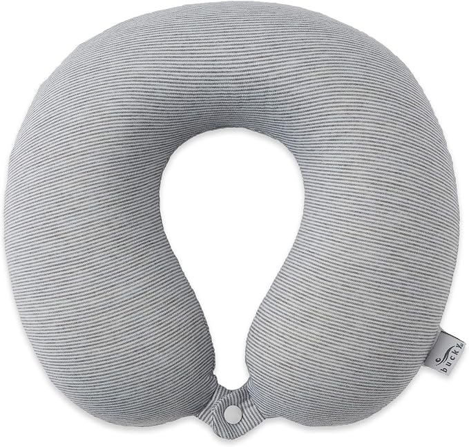 Bucky Jersey Stripe Travel Comfort, Travel Accessories, Memory Foam Neck Pillow, Gray Stripe, One Size - Image 2