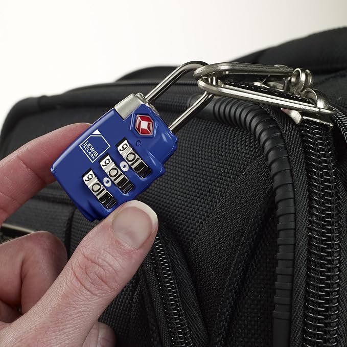 Lewis N. Clark Travel Sentry TSA-Approved Luggage Lock, Large 3 Dial Combination with Easy Read Dials - Blue - Image 3