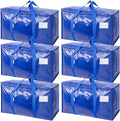 TICONN 6 Pack Extra Large Moving Bags Heavy Duty with Zippers & Carrying Handles, Durable Storage Bags Moving Boxes for Closet Organizers and Storage (6 Pack, Blue) by TICONN