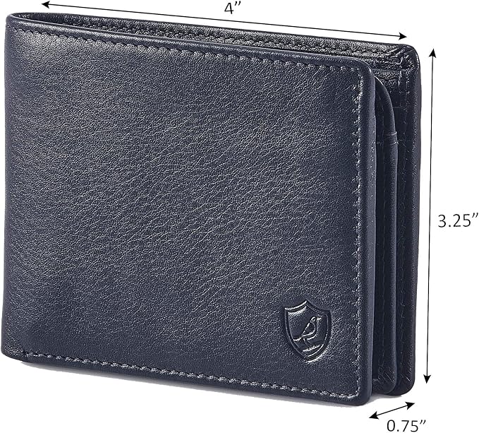 Wallet for Men Slim RFID Blocking Leather Bifold Minimalist 2 ID Windows Gift Box Carteras Para Hombres (NAPA, MIDNIGHT NAVY) - Image 3