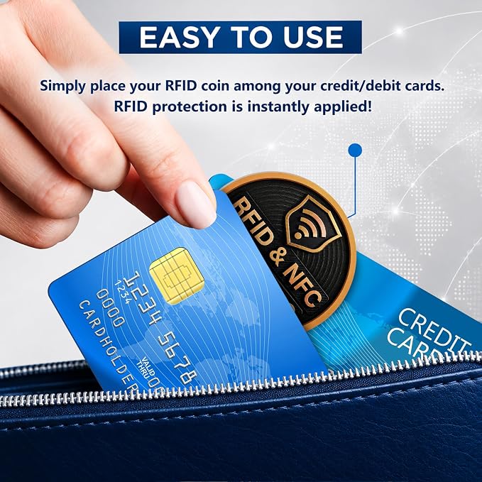 SaiTech IT Round Shape RFID Blocking Card for Credit Debit ID Card, Black | Slim Anti-Theft Contactless NFC RFID Blocker Protector, Easily Fit into Wallet and Purse, for Men & Women - Image 4