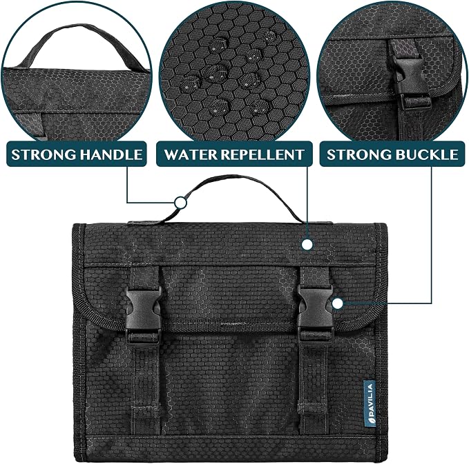 PAVILIA Travel Hanging Toiletry Bag for Women Men, Large Capacity Makeup Bag Kit, Waterproof Cosmetic Storage Organizer Case for Bathroom Shower - Image 3