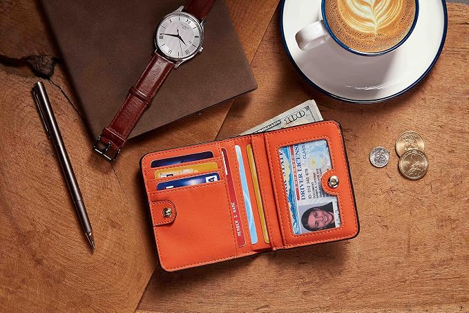 Gostwo Small Wallet for Women, Slim Bifold Credit Card Holder, Compact RFID Blocking Cash Wallet, Billfolds Thin Leather Zipper Pocket, Mini Wallet Gift for Ladies Teen Girls Travel with ID Window - Image 6