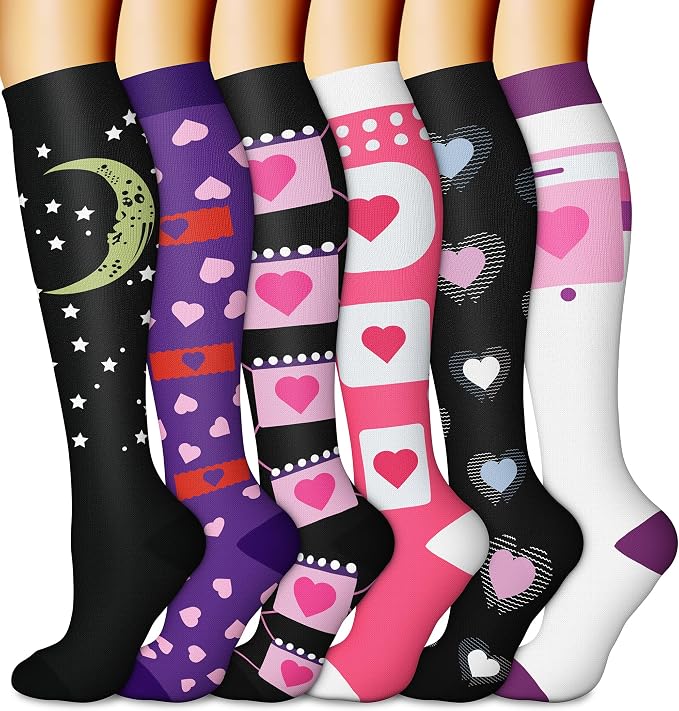 CHARMKING 6 Pairs-Compression Socks for Women & Men Circulation Best Support for Nurses, Running, Athletic,Flight Travel by CHARMKING