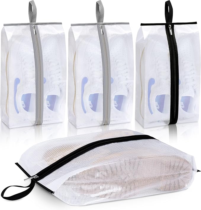 MISSLO Waterproof Shoe Bags for Travel 4 Pack XX-Large Shoe Storage Bag Clear Sneaker Pouch Portable Boots Organizer with Sturdy Zipper for Men & Women by MISSLO