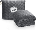 EverSnug Travel Blanket & Pillow 68x42 - Premium Ultra-Soft Microfleece 2 in 1 Compact & Packable Flight Blanket with Soft Bag Pillowcase, Hand Luggage Sleeve and Backpack Clip (Grey) by EverSnug