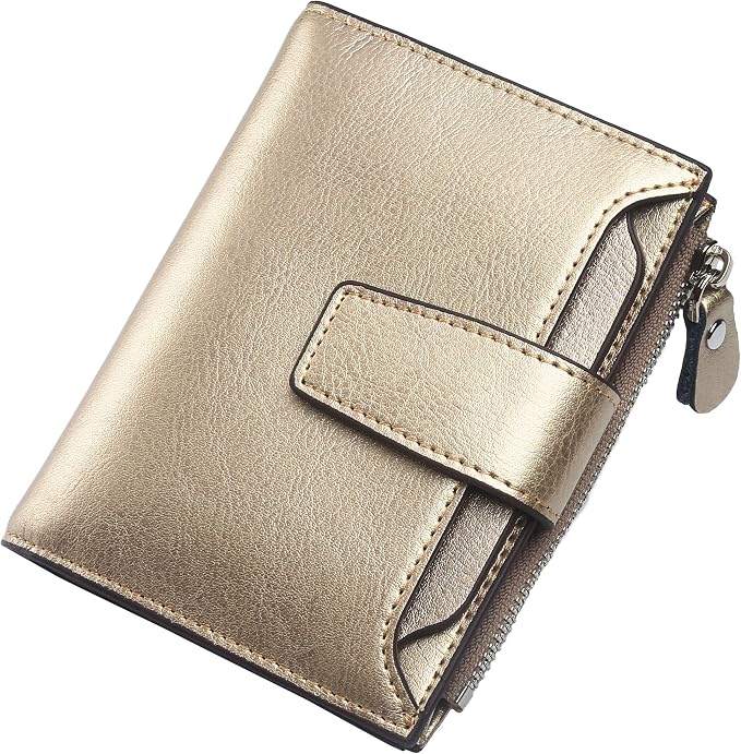 Small Compact Women Wallet RFID Blocking Genuine Leather Bifold Purse with ID Windows by Lavemi