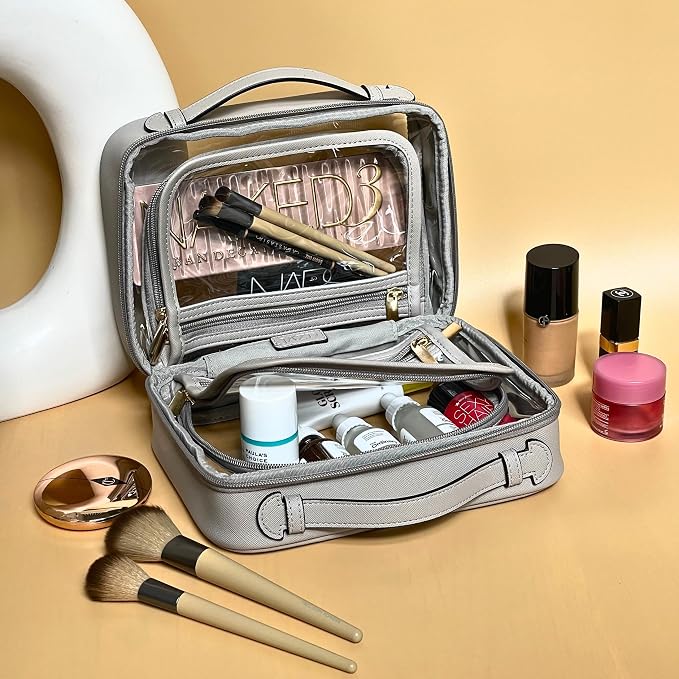 JAZD Clear Makeup Bag Toiletry Bag for Women Cosmetic Case Large Capacity Travel Make Up Bag Organizer Transparent Storage Compartment TSA Approved - Image 2