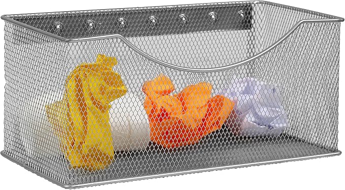 YBM HOME Wire Mesh Magnetic Storage Basket, Trash Caddy, Container, Desk Tray, Office Supply Organizer Silver for Refrigerator/Microwave Oven or Magnetic Surface in Kitchen or Office (1, Large) - Image 5
