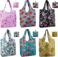BeeGreen Flower Reusable Shopping Bags Cute Grocery Bag 6 Pack, Christmas Gift Bags Heavy-Duty Foldable Shopping Totes for Supermarket, Work & Travel, Large Washable Polyester Tote Bag with Handles by BeeGreen