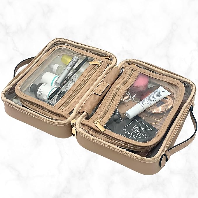 JAZD Clear Makeup Bag Toiletry Bag for Women Cosmetic Case Large Capacity Travel Make Up Bag Organizer Transparent Storage Compartment TSA Approved - Image 4