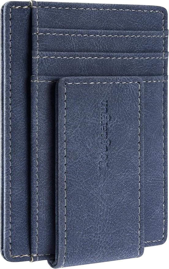 Toughergun Slim Wallet for Men RFID Blocking Money Clip, Minimalist Front Pocket Credit Card Holder, Magnetic Thin Mens Wallets with ID Window by Toughergun