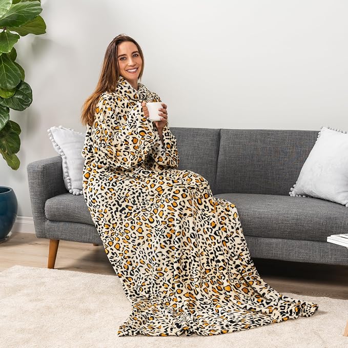 PAVILIA Wearable Blanket with Sleeves for Adult Women Men, Cozy Fleece Warm Wrap Throw with Arms, Gifts for Christmas, Wife - Image 9