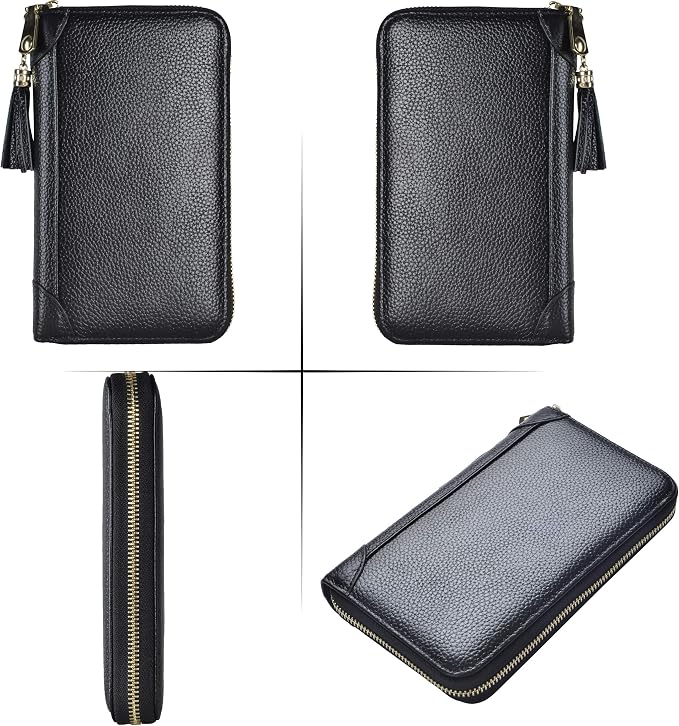 Easyoulife Credit Card Holder Wallet Womens Zipper Leather Case Purse RFID Blocking - Image 6