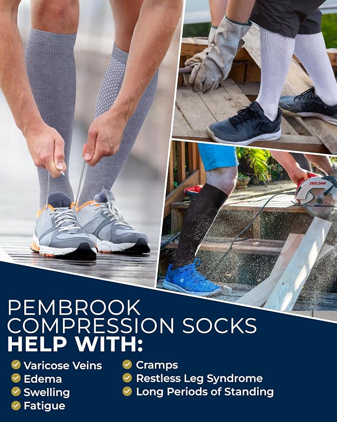 Pembrook® Light Compression Socks for Men & Women - 3 Pairs | 8-15 mmhg Compression Dress Socks for Men | Support Socks - Image 4