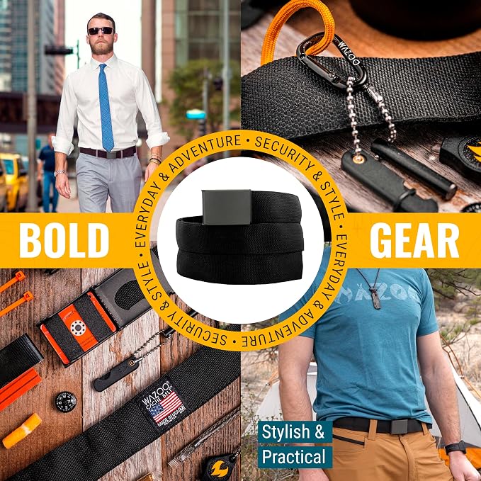 Gear Cache Belt™ Hidden-Pocket EDC Travel Belt | Full-length hidden pocket fits cash, tools or a 23-piece kit; MIL-SPEC nylon belt has a stainless buckle and bottle opener. - Image 5
