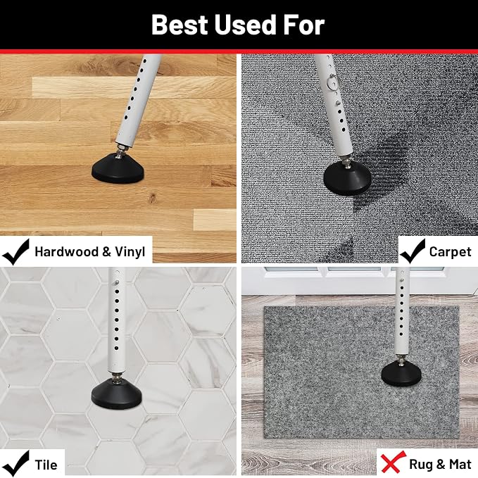 Door Stoppers Security Bar 2 Pack, Patio Sliding Door Lock Bar, 20-51 inch | Heavy Duty Metal Door Stop for Front Door, Apartment Security, Portable Door Jammer for Travel Hotel Dorm - Image 5