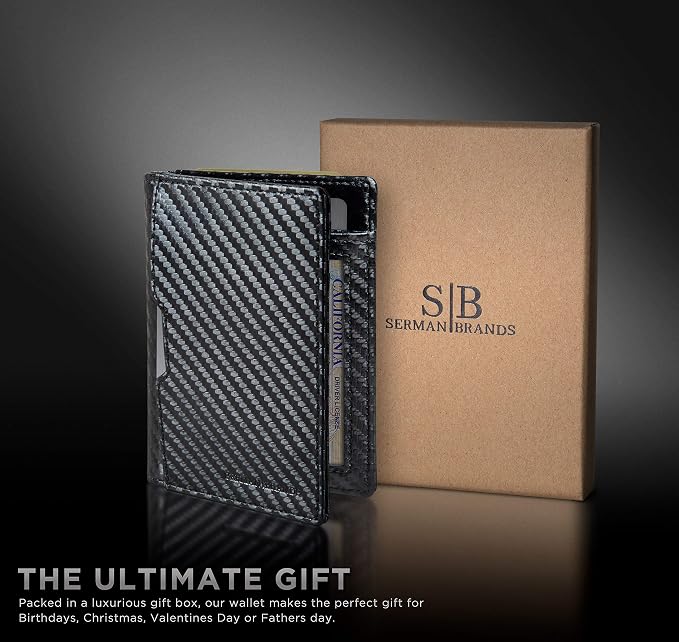 SERMAN BRANDS - Wallets for Men Slim Mens leather RFID Blocking Minimalist Card Front Pocket Bifold Travel Thin - Image 6