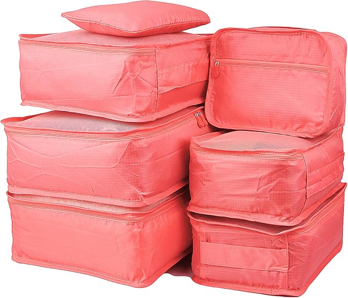 Vercord 7 Set Travel Packing Organizers Cubes Luggage Suitcase Organizer Bags Clothes Underwear Cube Shoe Pouch Pack Watermelon - Image 2