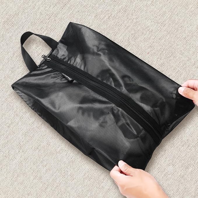 Bagail Shoe Bags for Travel, TPU Water Resistant Shoe Pouch(2Psc, Black) | 17x10x5in,Fits Women’s US 5-12,Fits Men’s US 6-16,Visible Mesh,TPU Water Resistant Lining,YKK Zipper,Portable Handle - Image 6