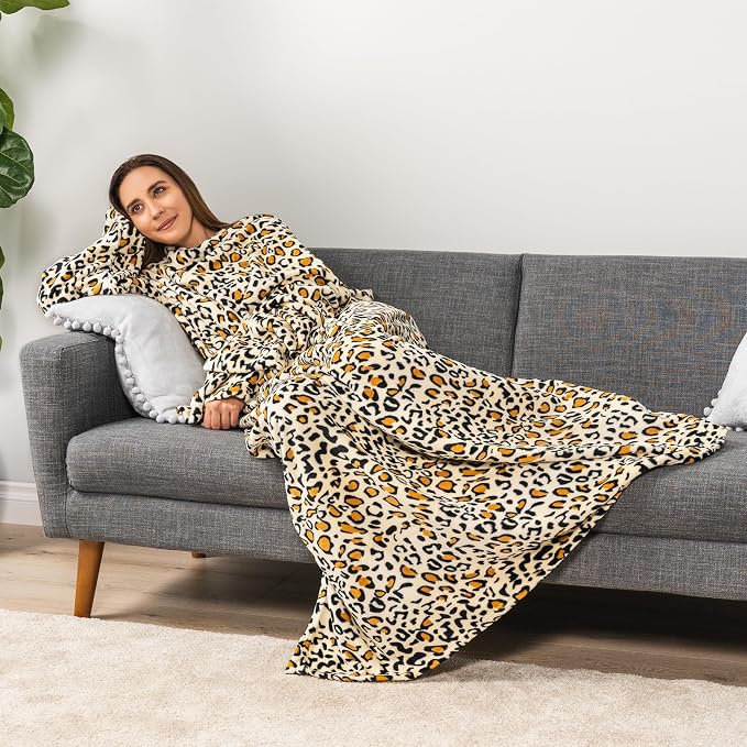PAVILIA Wearable Blanket with Sleeves for Adult Women Men, Cozy Fleece Warm Wrap Throw with Arms, Gifts for Christmas, Wife - Image 5