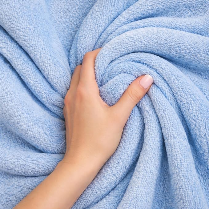 Travel Blanket Airplane, Soft 40" x 60" Flannel Travel Blanket, Lightweight Compact Blanket for Flights, Car Trips, Home & Office, Includes Carrying Pouch, Blue - Image 7