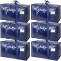 TICONN 6 Pack Extra Large Moving Bags Heavy Duty with Zippers & Carrying Handles, Durable Storage Bags Moving Boxes for Closet Organizers and Storage (6 Pack, Navy) by TICONN