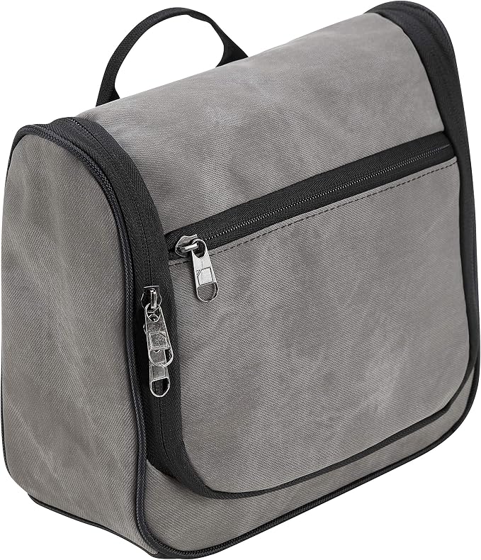 Lewis N. Clark Brushed Twill Hanging Toiletry Kit Bag for Travel Accessories, Shampoo, Cosmetics + Personal Items, Gray by LewisNClark