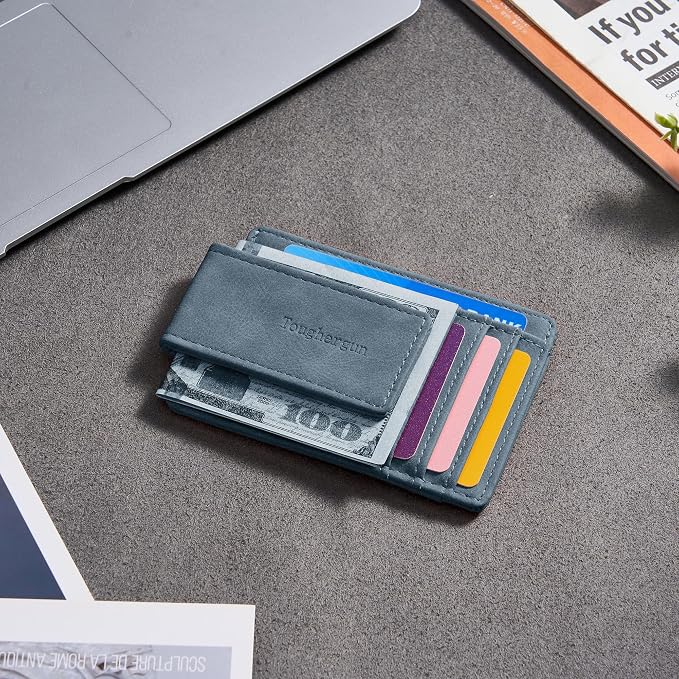 Toughergun Slim Wallet for Men RFID Blocking Money Clip, Minimalist Front Pocket Credit Card Holder, Magnetic Thin Mens Wallets with ID Window - Image 3