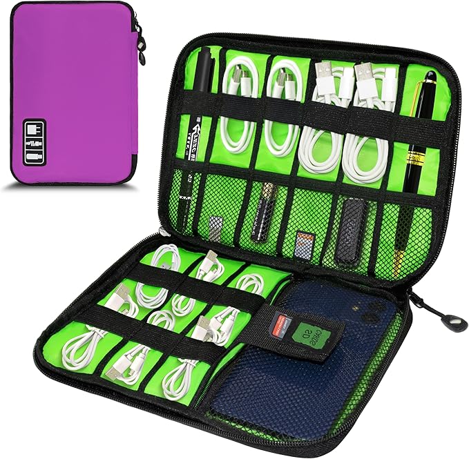 Electronics Organizer,Travel Cord Organizer Pouch,Cable Organizer Bags | Travel Electronic Accessories Storage Case for Cables, Cords, Charger, Phone (Rosered) by Miavers