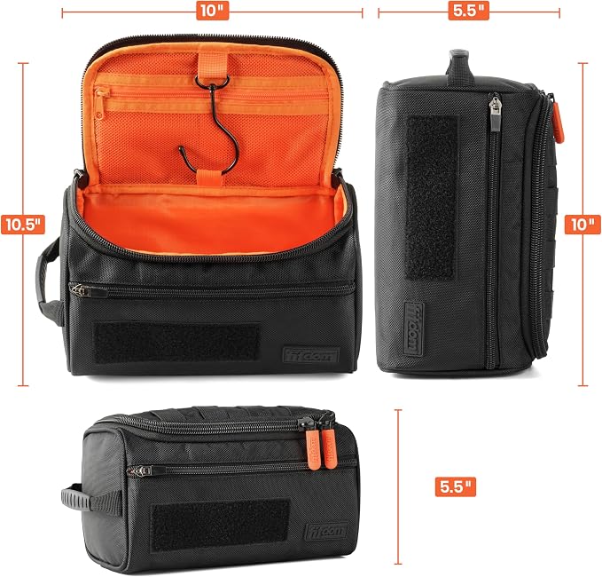 Tactical Hanging Toiletry Bag for Men, Travel Dopp Kit Organizer | Water Resistant 1680D Fabric with MOLLE Webbing, Hanging Hook & 4 Compartments for Shaving, Grooming, Gym & Camping Gear - Image 2