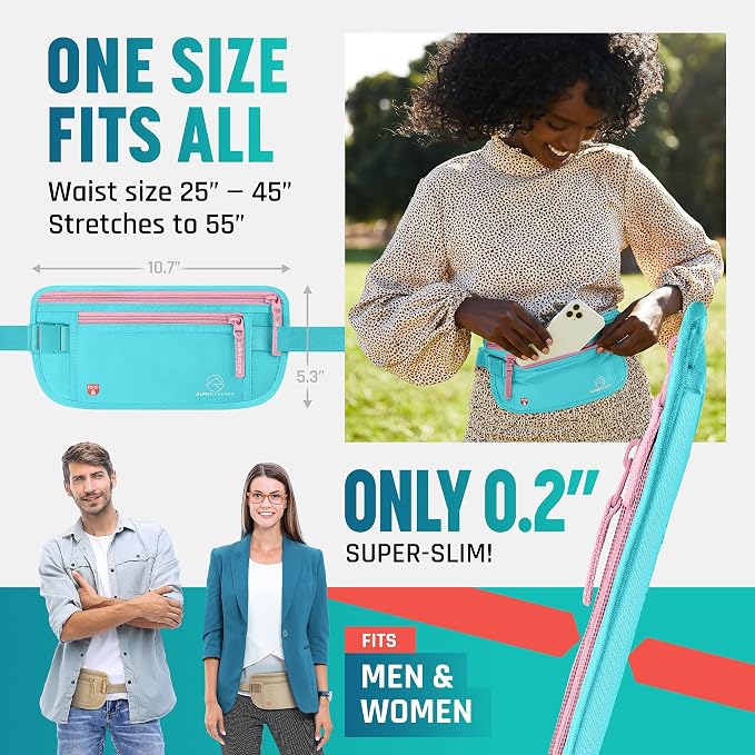 Alpha Keeper Money Belt for Travel Hidden Under Clothes – RFID Blocking Passport Holder & Slim Waist Wallet Pouch for Women & Men, Anti-Theft Travel Accessories - Image 6