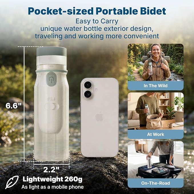 FBJ Portable Bidet,Rechargeable Bidet for Travel,Electric Peri Bottle High Pressure Handheld Sprayer with 3 Spray Modes,IPX7 Waterproof Travel Bidet for Women,Men,Postpartum,Personal Hygiene - Image 5