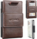 Wallet for Men Slim Pull Tab Metal RFID Blocking Credit Card Holder with ID Window & Cash Strap - Compact Front Pocket Design Holds 1-10 Cards (3.62x2.36x0.47in) (Coffee) by LATKWO