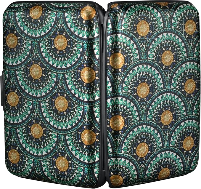 RFID Aluminum Wallet Credit Card Protector Case Holder for Men Women | Mini RFID Aluminum Wallet Credit Cards Holder Business Card Case Metal ID Case for Men Women(Peacock Feathers) - Image 3