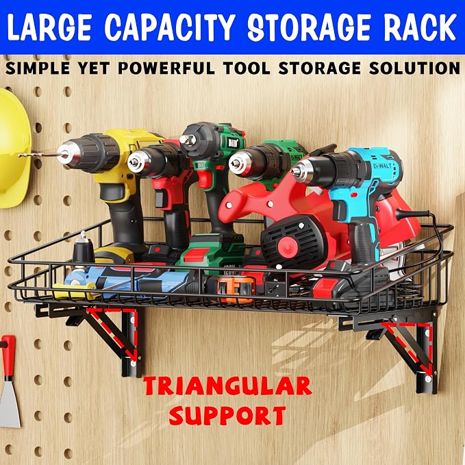 ULIBERMAGNET Large Folding Garage Shelf,Heavy Duty Wire Basket Storage Shelving,400LB Wall Mounted Storage DIY Folding Utility Racks for Garage, Office, Basement, Closet, Kitchen, Laundry - Image 4