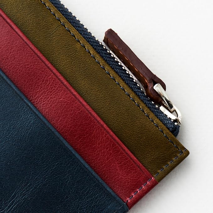 RFID Blocking Zipper Wallet, Slim Business Card Holder, Men & Women, Handcrafted Full-Grain Leather, Gift Box & Pouch, Christmas & Birthday, Navy Blue (Plus Colors) - Image 7