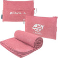 PAVILIA Soft Travel Blanket, Compact Airplane Blanket in Bag, Portable Blanket Pillow Set, Lightweight and Packable Plane Flight Car Trips Travel Home Office Gift Accessories, Pink, 65x40 inches by PAVILIA