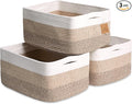 NaturalCozy Storage Baskets 16.8”x13”x7.6” Cotton Rope Woven Baskets for Organizing 3-Pack | Toy Storage Bins | Basket for Shelves, Laundry, Blanket, Clothes, Closet, Kitchen, Bathroom, Gifts by NaturalCozy