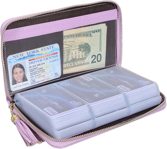 Easyoulife Credit Card Holder Wallet Womens Zipper Leather Case Purse RFID Blocking by Easyoulife