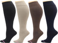 Dr. Motion 4 Pairs Women's Plus Size Wide Calf Compression Knee High Socks Graduated Support by Dr.+Motion