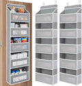 JARLINK Over the Door Organizer for Pantry, Bathroom, 5 Shelf Grey, 2 Pack | Anti-Tilt Design, 44 lb Load Capacity, Hanging Door Organizer with 5 Large Capacity Pockets, Behind Door Storage for Nursery by JARLINK