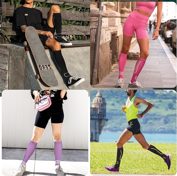 fenglaoda 6 Pairs Compression Socks for Women & Men Knee High Cute Circulation Socks for Nurse Pregnant Travel Athletic - Image 6