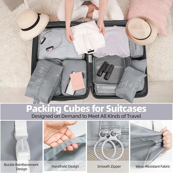 10 Pcs Set Packing Cubes - Travel Packing Organizers, Expandable Suitcase Organizer, Luggage Organizer Bags - Image 4