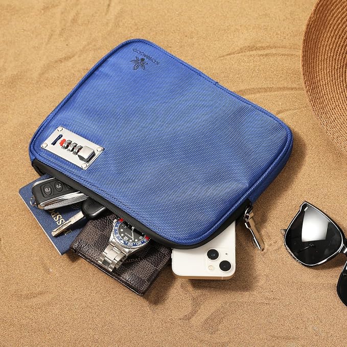 KOSMCCO Anti Theft Beach Locking Bag, Portable Travel Safe, Blue | Lockable Design, Holds Phone Wallet and Keys, Compact and Durable, Ideal for Beach Pool and Vacation - Image 3