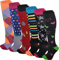 Different Touch 6 Pairs Pack Women Travelers, Anti-Fatigue, Graduated Compression Knee High Socks 9-11 by DifferentTouch