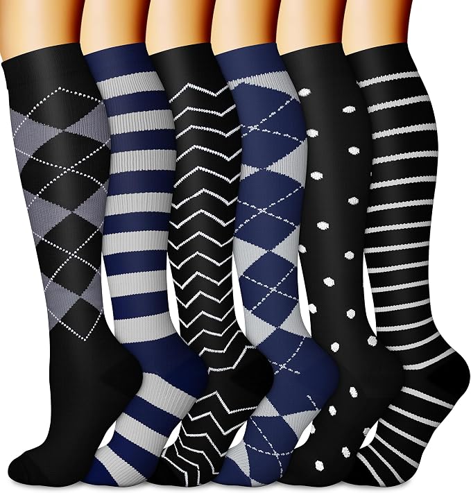 CHARMKING 6 Pairs-Compression Socks for Women & Men Circulation Best Support for Nurses, Running, Athletic,Flight Travel by CHARMKING