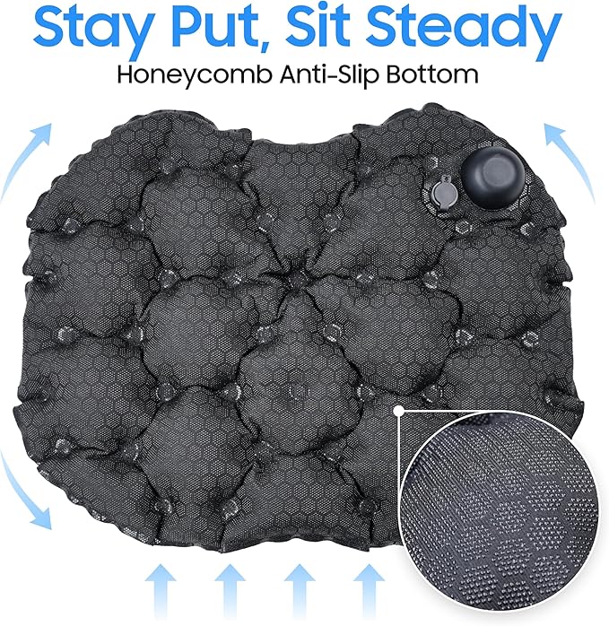 Portable Inflatable Seat Cushion, Ergonomic Pad with TPU and Soft Lycra Fabric, Foldable Lightweight Travel Cushion for Outdoor Use, Quick Inflation & Deflation Design with Storage Pouch - Image 3