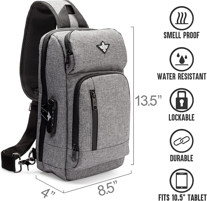 Equinox Sling Backpack Anti Theft Combination Lock Chest Shoulder Bag Waterproof Crossbody Casual Daypack (Black) - Image 2